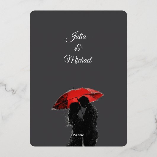 Romantische Pariser Liebe Silhouette Folieneinladung (Rückseite)