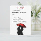 Romantische Pariser Liebe Silhouette RSVP Karte (Stehend Vorderseite)