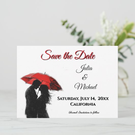 Romantische Pariser Liebe Silhouette Save The Date (Stehend Vorderseite)