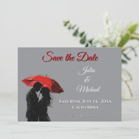 Romantische Pariser Liebe Silhouette Save The Date (Stehend Vorderseite)