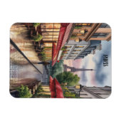 Romantische Pariser Straße Eiffelturm Aquarell Magnet (Horizontal)