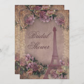 Romantische Pariser Vintage Rose Lace Brautparty Einladung (Vorne/Hinten)