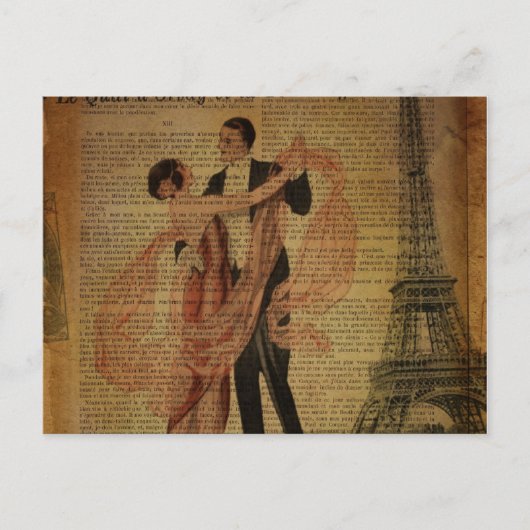 romantische Pariser Waltz-Tänzer Postkarte (Vorderseite)