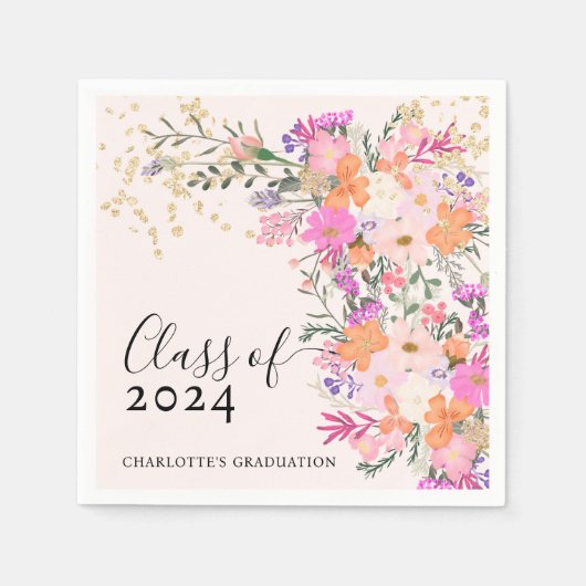 Romantische Pasta Wild Blume Frühling Abschluss Serviette (Vorderseite)