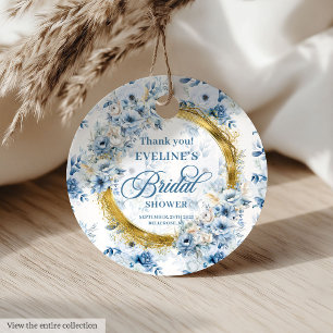 Romantische Pastel Blue Gold Boho Wilde Blume Brid Geschenkanhänger