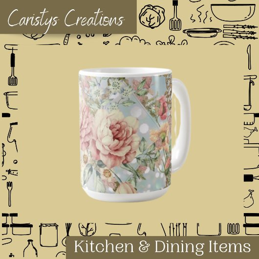 Romantische Pastel Florals Blues Kaffeetasse