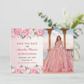 Romantische Pastel Rose Blumensaft 16 Foto Save The Date (Stehend Vorderseite)