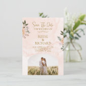 "Romantische Pastel Save the Date Einladung (Stehend Vorderseite)