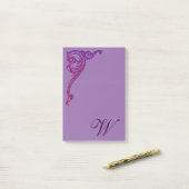 Romantische Pastel Steampunk Goth Mit Monogramm Post-it Klebezettel (Auf Schreibtisch)