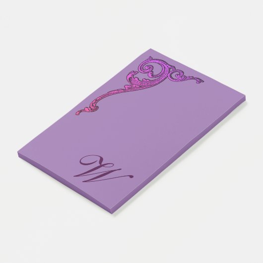 Romantische Pastel Steampunk Goth Mit Monogramm Post-it Klebezettel (angewinkelt)