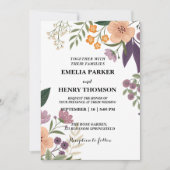 Romantische Pastel Wild Blume Boho Elegante Hochze Einladung (Vorderseite)