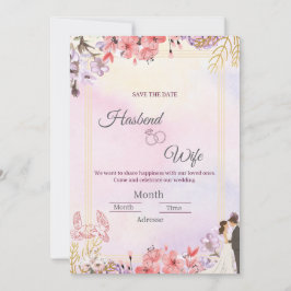 Romantische Pastell-Aquarell-Blumen Hochzeitseinla Einladung