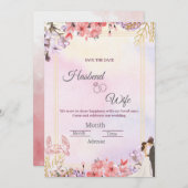 Romantische Pastell-Aquarell-Blumen-Save-the-Date- Einladung (Vorne/Hinten)