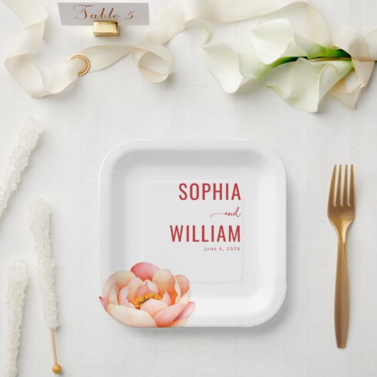 Romantische Pastell-Blumen Pappteller (Hochzeit)