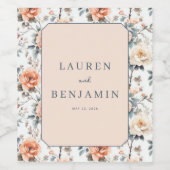 Romantische Pastell Blumen Weinetikett (Einzelnes Label)
