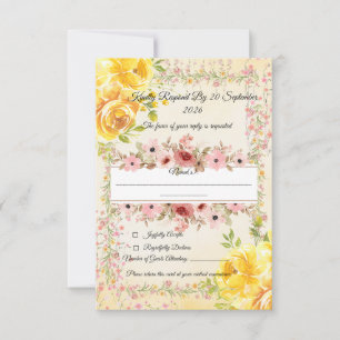 Romantische Pastell-Hochzeitspapeterie RSVP Karte