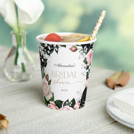 Romantische Pastell-Rose Brautparty Pappbecher (In Situ)