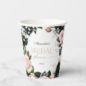 Romantische Pastell-Rose Brautparty Pappbecher (Vorderseite)