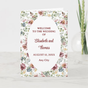 Romantische Pastell Rose Vintage Hochzeitsprogramm Programm