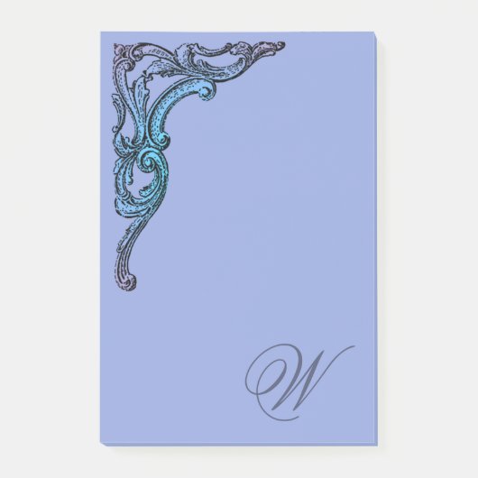 Romantische Pastell-Steampunk-Goth-Monogramm Post-it Klebezettel (Vorderseite)