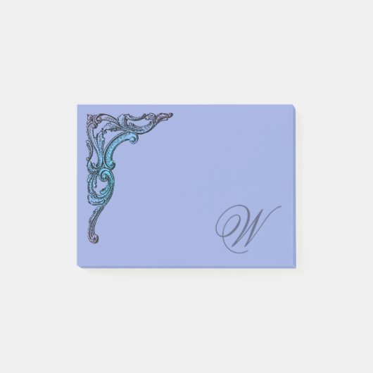 Romantische Pastell-Steampunk-Goth-Monogramm Post-it Klebezettel (Vorderseite)