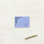 Romantische Pastell-Steampunk-Goth-Monogramm Post-it Klebezettel (Auf Schreibtisch)