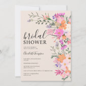 Romantische Pastell-Wilde Blume Frühjahr Brautpart Einladung (Vorderseite)