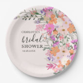 Romantische Pastell-Wilde Blume Frühjahr Brautpart Pappteller (Vorderseite)