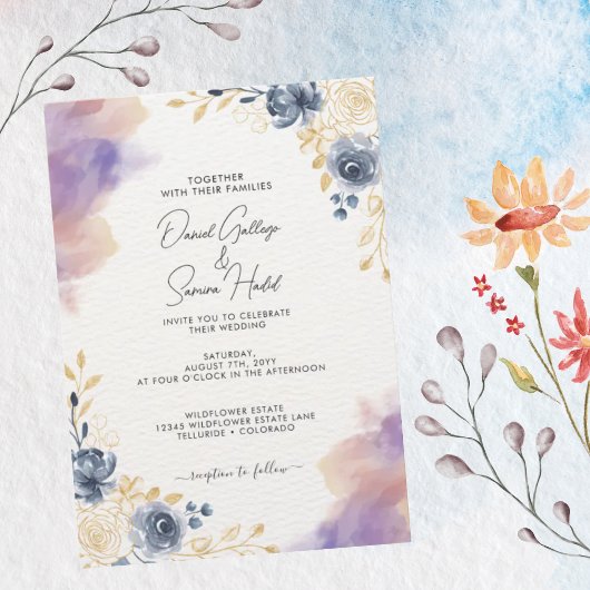 Romantische Pastellblumen Einladung