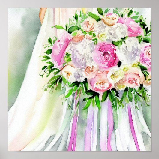 Romantische Pastelle, Bridal Cascading Bouquet 2, Poster (Vorne)