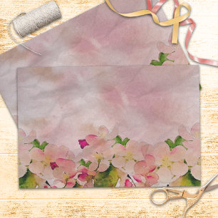 Romantische Pastelle Wasserfarbenkirche Blüten Seidenpapier