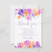 Romantische pastellfarbene lila orange Blütendusch Dankeskarte (Vorderseite)