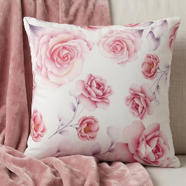 Romantische pastellrosa florale Wasserfarbe Kissen
