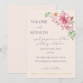 Romantische Pastellrosa Hochzeitseinladung Einladung (Vorne/Hinten)