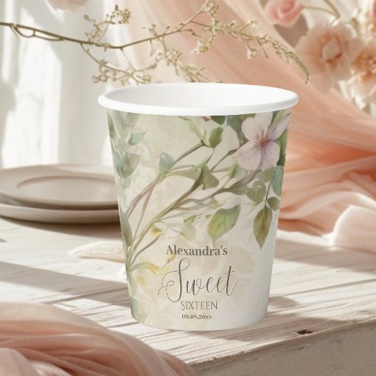 Romantische PastelWildblumen Süß 16 Pappbecher