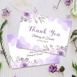 Romantische Pastete Lila Floral Dankeskarte<br><div class="desc">Romantische Pastelle Lila Floral Wasserfarbe Danke Karte</div>