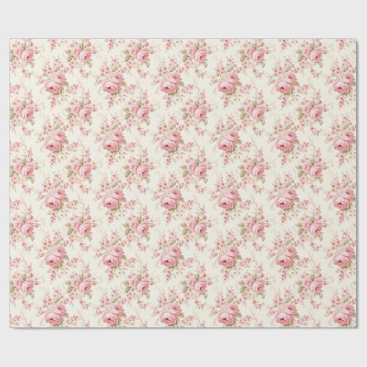 Romantische Pastete Pink Rose Blumengeschenk Geschenkpapier (Flach)