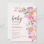 Romantische Pastete Wild Blume Federbaby Dusche Einladung (Vorderseite)