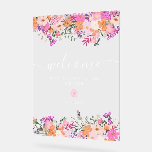 Romantische Pastete wilde Blume Frühlingsempfang Acrylschild (Winkel)