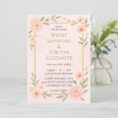 Romantische Peach floral Wedding Einladung (Stehend Vorderseite)