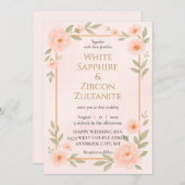 Romantische Peach floral Wedding Einladung (Vorne/Hinten)