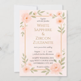 Romantische Peach floral Wedding Einladung