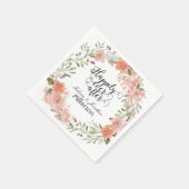 Romantische Peach Floral Wedding Serviette (Ecke)