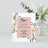 Romantische Peach Floral Wedelkarte (Stehend Vorderseite)