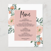 Romantische Peach Floral Wedelkarte (Vorderseite)