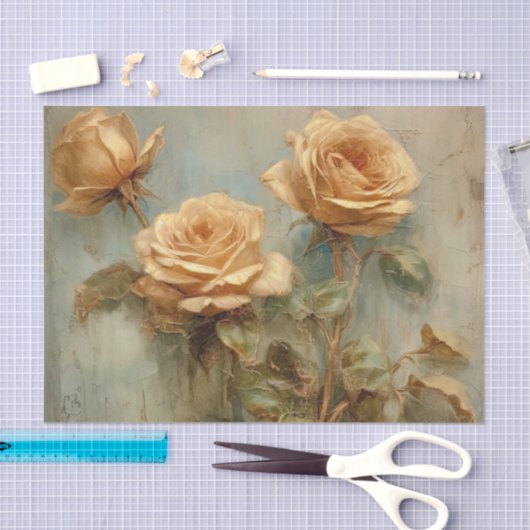 Romantische Peach-Rose Blumenhochzeit Seidenpapier (Handwerk)