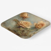 Romantische Peach-Rose Blumenkohl-Brautparty Pappteller (Gewinkelt)