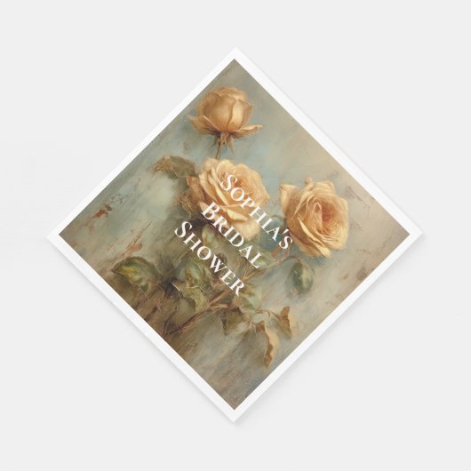 Romantische Peach-Rose Blumenkohl-Brautparty Serviette (Ecke)