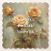 Romantische Peach-Rose Blumenkohl-Brautparty Untersetzer (Vorderseite)