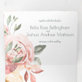 Romantische Peach-Rose Dreifach Gefaltete Ankündigung (Innen Erste Seite)